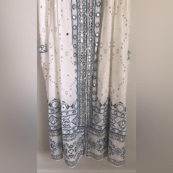 Juliet Dunn Nomad Midi Palladio Mirror Embellished Tie Shoulder Dress - Picture 4 of 8